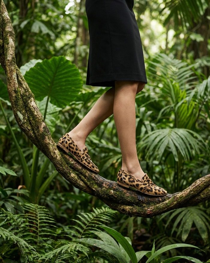 Los mocasines caminando sobre una rama en la selva